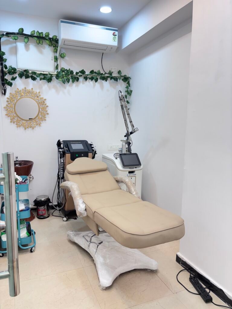 Skin doctor consultation room at Maple Clinic, Attapur, Hyderabad